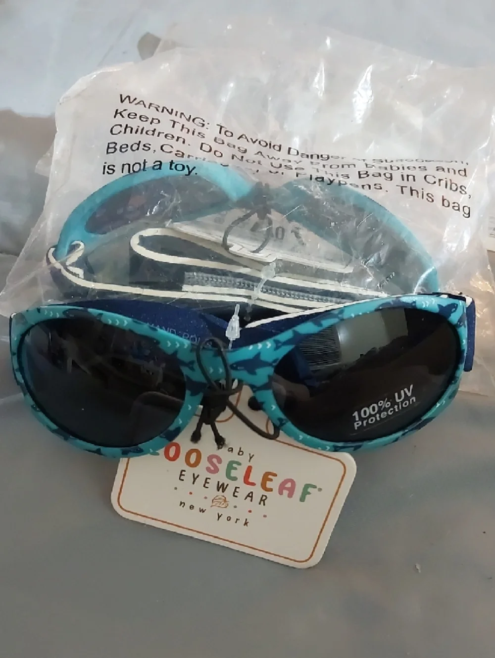 Looseleaf Two Pair Shark Print Baby Sunglasses in Teal Blue